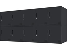 Netforce �L���[�{�C�h ���b�J�[ 10�l�p 5��2�i �V�����_�[�� ����450mm �X�`�[�� �u���b�N�~�u���b�N CUB3545S10-BKBK