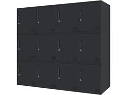 Netforce �L���[�{�C�h ���b�J�[ 12�l�p 4��3�i �V�����_�[�� ����450mm �X�`�[�� �u���b�N�~�u���b�N CUB3545S12-BKBK