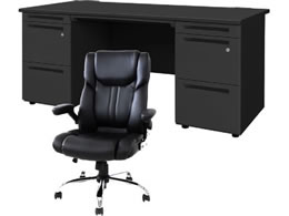 Netforce �f�X�N�`�F�A�Z�b�g �i�b�c ����3�i W1600 �V�u���b�N+�u���C�Y�`�F�A �u���b�N LRD167BKS15BK33