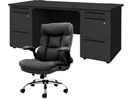 Netforce �f�X�N�`�F�A�Z�b�g ����3�i W1600 �����f�X�N+�`�F�A ���~�u���b�N LRD167BKDBKBK33