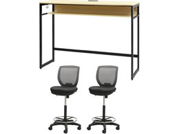 Netforce �n�C�f�X�N1��+�n�C�`�F�A2�r �Z�b�g ��1500mm �L���X�^�[�r �f�X�N�`�F�A BK�~NA �`�F�A GY HD1545CRH12BNGY