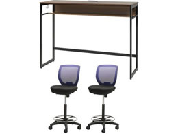 Netforce �n�C�f�X�N1��+�n�C�`�F�A2�r �Z�b�g ��1500mm �L���X�^�[�r �f�X�N�`�F�A BK�~WN �`�F�A NV HD1545CRH12BWNV