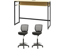Netforce �n�C�f�X�N1��+�n�C�`�F�A2�r �Z�b�g ��1500mm �Œ�r �L���X�^�[�r �f�X�N�`�F�A BK�~NA �`�F�A GY HD1545CRHFLBNGY