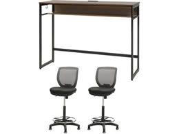 Netforce �n�C�f�X�N1��+�n�C�`�F�A2�r �Z�b�g ��1500mm �Œ�r �L���X�^�[�r �f�X�N�`�F�A BK�~WN �`�F�A GY HD1545CRHFLBWGY