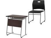 Netforce/学習机セット 勉強机 W650 BR+ラップスタッキングチェア BK×BK/GD6545S3BR-BKBK