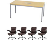 Netforce/��c�e�[�u��1��+�G�O�[�N�e�B�u�`�F�A4�r�Z�b�g 4�l�p��c�Z�b�g W1500 �i�`�������~�`�F�A�u���E��/GLM1575HS10SNBR