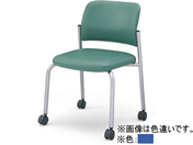 G)コクヨ/会議用イス100 布 肘無 ソフトキャスター シルバー脚 ブルー