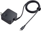 サンワサプライ/USB PD対応AC充電器 PD45W TypeCケーブル一体型/ACA-PD108BK