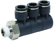PISCO/チューブフィッティング トリプルユニバーサルエルボ チューブ12 接続口径R3/8 PHT12-03