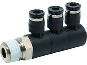 PISCO/チューブフィッティング トリプルユニバーサルエルボ チューブ4 接続口径R1/4 PHT4-02