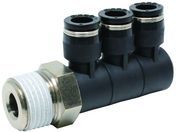 PISCO/チューブフィッティング トリプルユニバーサルエルボ チューブ8 接続口径R1/2 PHT8-04