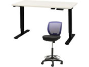 Netforce/���~�f�X�N1��+�n�C�`�F�A1�r �Z�b�g ��1200mm �L���X�^�[�r �f�X�N�`�F�A BK�~WH �`�F�A NV/AJE1260CRH1BWNV