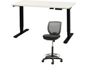 Netforce/���~�f�X�N1��+�n�C�`�F�A1�r �Z�b�g ��1200mm �L���X�^�[�r �f�X�N�`�F�A BK�~WH �`�F�A GY/AJE1260CRH1BWGY