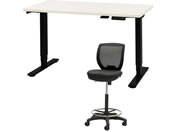 Netforce/���~�f�X�N1��+�n�C�`�F�A1�r �Z�b�g ��1200mm �L���X�^�[�r �f�X�N�`�F�A BK�~WH �`�F�A BK/AJE1260CRH1BWBK