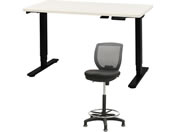 Netforce/���~�f�X�N1��+�n�C�`�F�A1�r �Z�b�g ��1200mm �Œ�r �L���X�^�[�r �f�X�N�`�F�A BK�~WH �`�F�A GY/AJ1260CRHFLBWGY