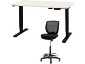Netforce/���~�f�X�N1��+�n�C�`�F�A1�r �Z�b�g ��1200mm �Œ�r �L���X�^�[�r �f�X�N�`�F�A BK�~WH �`�F�A BK/AJ1260CRHFLBWBK