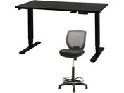 Netforce/���~�f�X�N1��+�n�C�`�F�A1�r �Z�b�g ��1200mm �Œ�r �L���X�^�[�r �f�X�N�`�F�A BK�~BK �`�F�A GY/AJ1260CRHFLBBGY