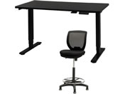 Netforce/���~�f�X�N1��+�n�C�`�F�A1�r �Z�b�g ��1200mm �Œ�r �L���X�^�[�r �f�X�N�`�F�A BK�~BK �`�F�A BK/AJ1260CRHFLBBBK