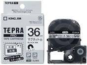 G)キングジム/テプラPRO用テープ マグネット36mm白/黒文字/SJ36S