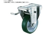 ユーエイ/プレート式 固定 キャスター ウレタン 車輪径100mm ストッパー付き Jタイプ KB L 型 取付寸法80×45 UWKB-100L