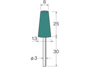 リューター/軸付グリーンカーボランダムゴム砥石外径 mm :8粒度 # :220 R3333