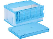 岐阜プラスチック工業/リス 薄型折りコン 蓋あり 40L ブルー透明