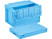 岐阜プラスチック工業/リス 薄型折りコン 蓋あり 50L ブルー