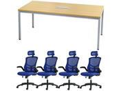 Netforce/4人用会議セット テーブルW1800mm NA チェア BL