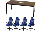 Netforce/4人用会議セット テーブルW1800mm WN チェア BL