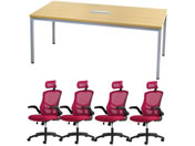 Netforce/4人用会議セット テーブルW1800mm NA チェア WRD
