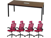 Netforce/4人用会議セット テーブルW1800mm WN チェア WRD