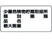 ユニット/危険物標識(横型)少量危険物貯蔵 鉄板(明治山)