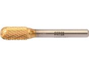 スーパー/スーパー超硬バー チタンコーティング ロー付タイプ 先丸円筒型(ダブルカット)刃径:9.5mm 軸径:6.0mm/SBT2C06
