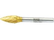 スーパー/スーパー超硬バー チタンコーティング ロー付タイプ ポイント型(ダブルカット)刃径:8.0mm 軸径:6.0mm/SBT4C02