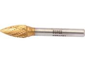 スーパー/スーパー超硬バー チタンコーティング ロー付タイプ ポイント型(ダブルカット)刃径:9.5mm 軸径:6.0mm/SBT4C03