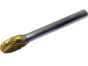 スーパー/スーパー超硬バー チタンコーティング ロー付タイプ 卵型(ダブルカット)刃径:9.5mm 軸径:6.0mm/SBT6C02