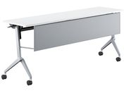 G)コクヨ/フラップテーブル リーフライン 幕板付 ホワイト脚銀 W1800*D450