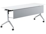 G)コクヨ/フラップテーブル リーフライン 幕板付 ホワイト脚銀 W1800*D600