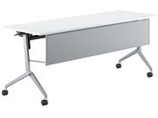G)コクヨ/フラップテーブル リーフライン 幕板付 ホワイト脚銀 W1800*D600