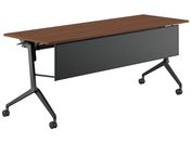 G)コクヨ/フラップテーブル リーフライン 棚幕板付 ウォルナット W1800*D600