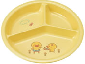 国際化工/メラミン子供食器 ひよこぐみ 三つ仕切皿小イエロー