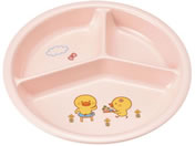 国際化工/メラミン子供食器 ひよこぐみ 三つ仕切皿小ピンク