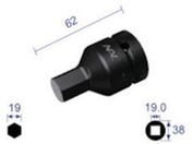 ナック/ヘキサゴンレンチソケット 差込角19.0×対辺19mm/619C