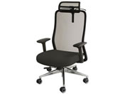 Netforce/シースルーチェア ヘッド・ハンガー・肘付 アルミ脚 BK/ナイトBK