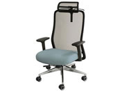 Netforce/シースルーチェア ヘッド・ハンガー・肘付 アルミ脚 BK/ブルー