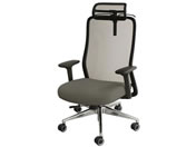 Netforce/シースルーチェア ヘッド・ハンガー・肘付 アルミ脚 BK/グレー