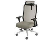 Netforce/シースルーチェア ヘッド・ハンガー・肘付 アルミ脚 BK/グレー