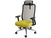 Netforce/シースルーチェア ヘッド・ハンガー・肘付 アルミ脚 BK/イエロー