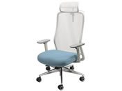 Netforce/シースルーチェア ヘッド・ハンガー・肘付 アルミ脚 WH/ブルー