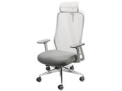 Netforce/シースルーチェア ヘッド・ハンガー・肘付 アルミ脚 WH/グレー